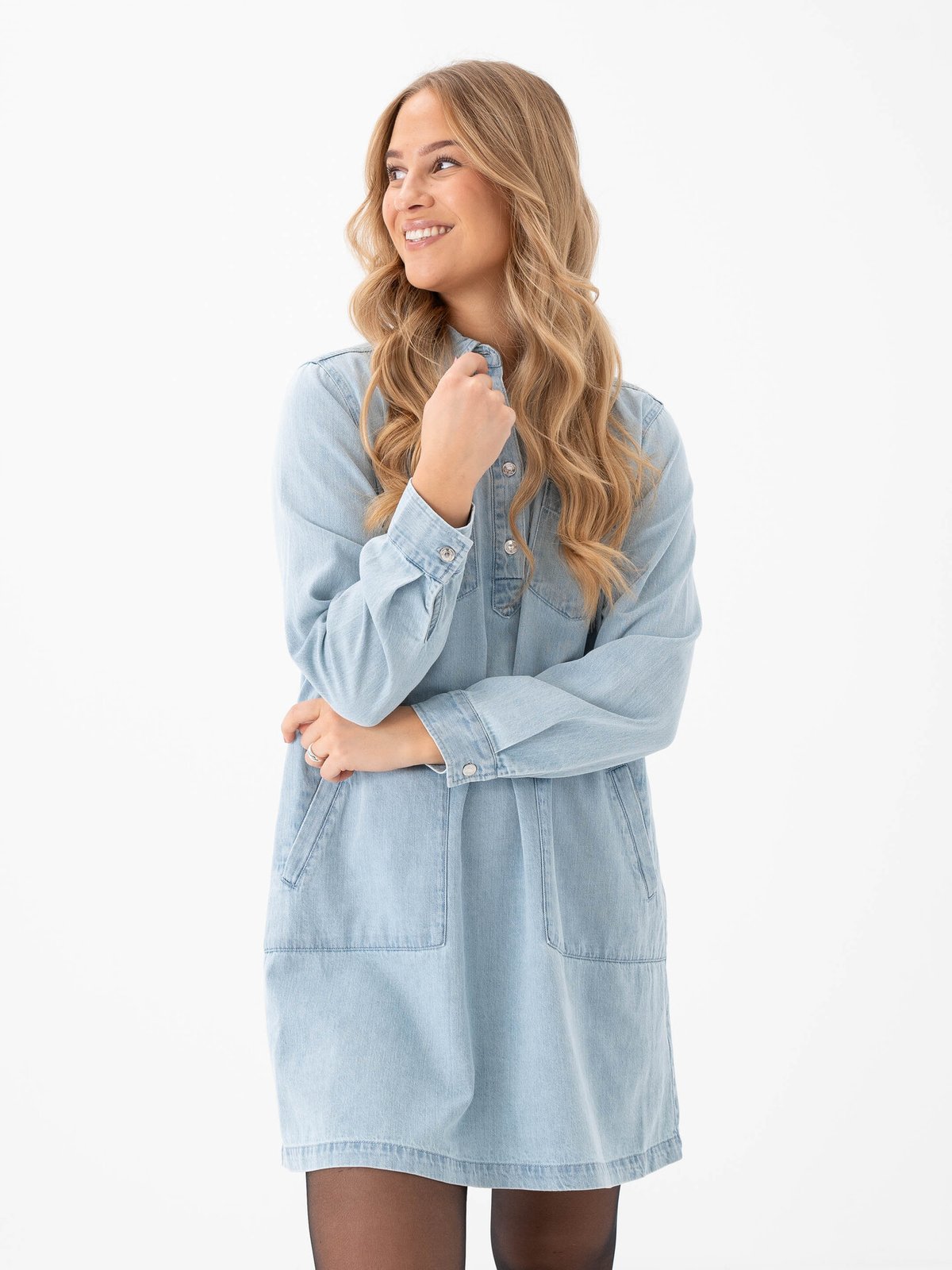 Part Two Stine Dress Whiteish Blue Denim