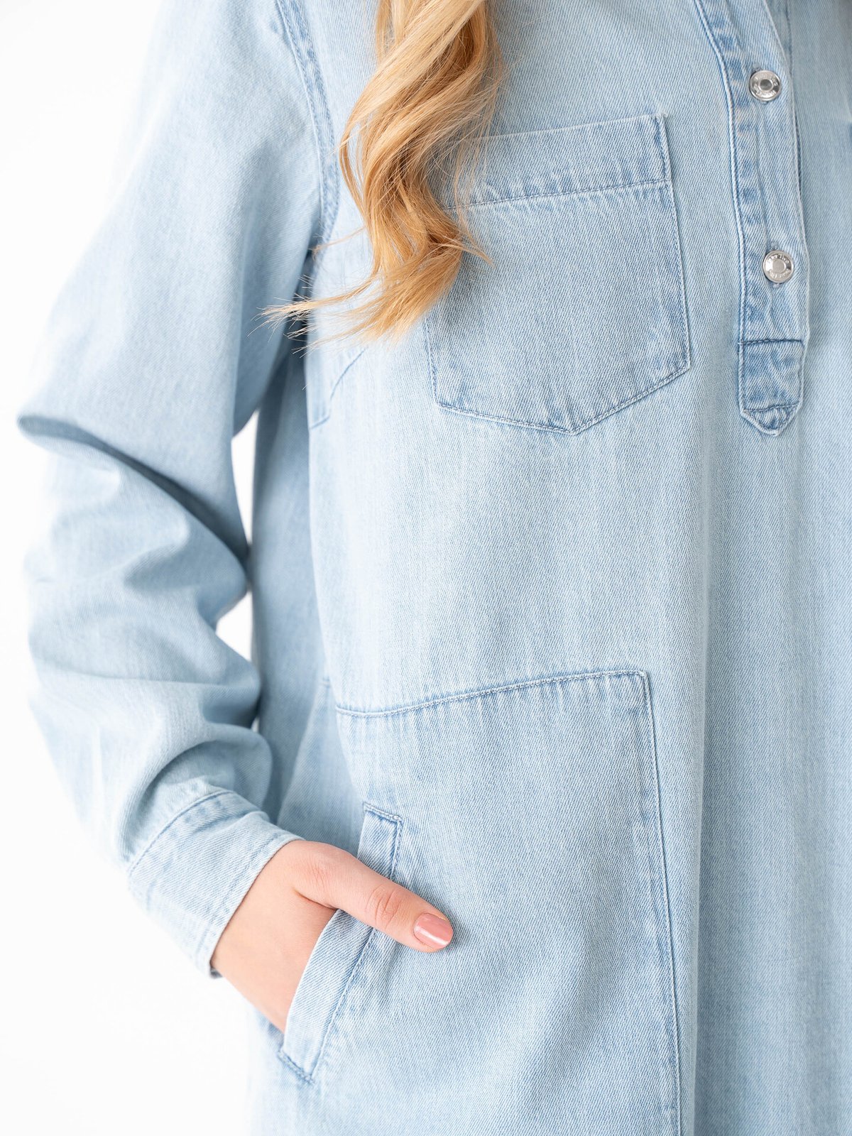 Part Two Stine Dress Whiteish Blue Denim