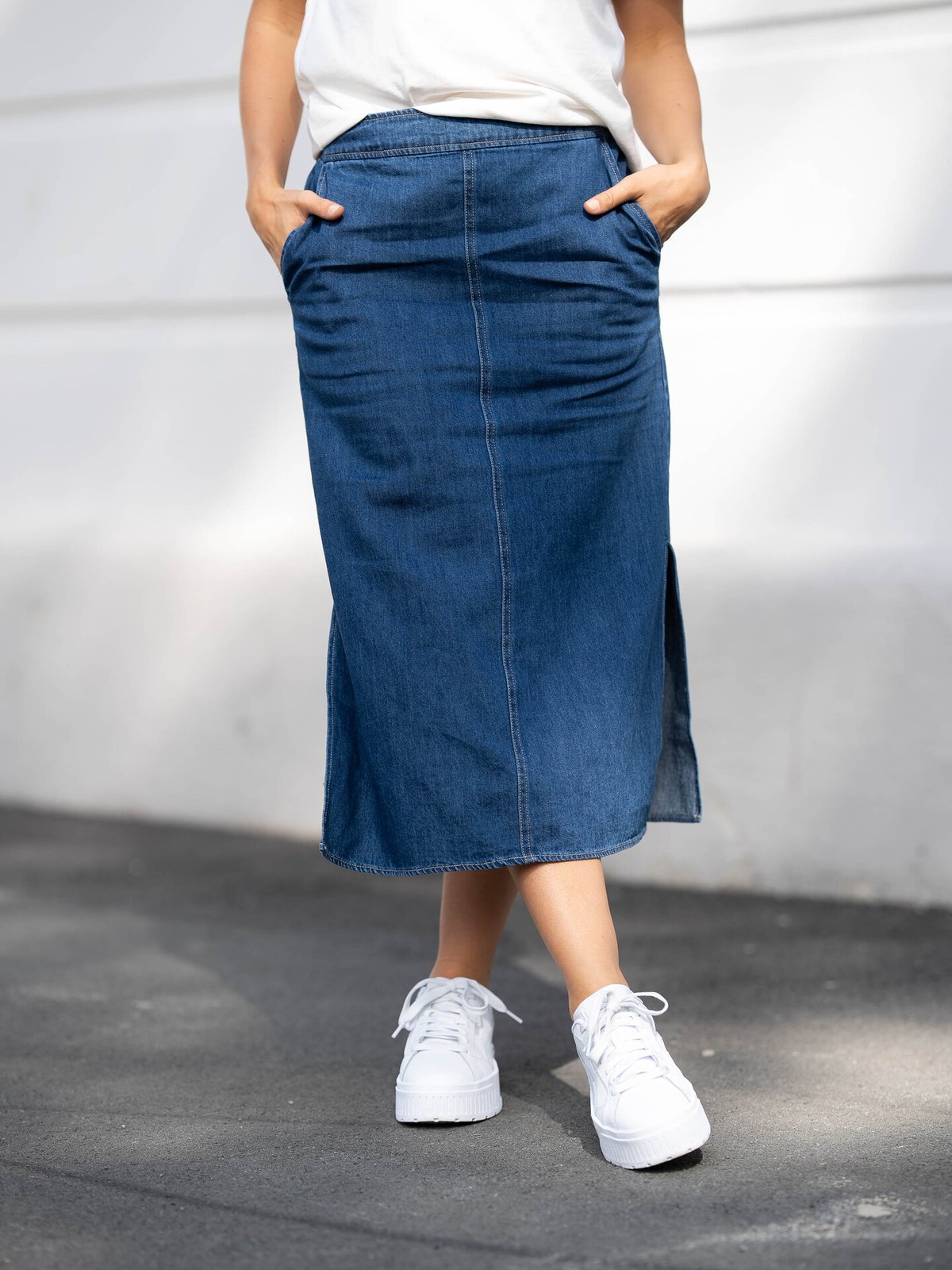 Part Two Lizzie Skjørt Medium Blue Denim