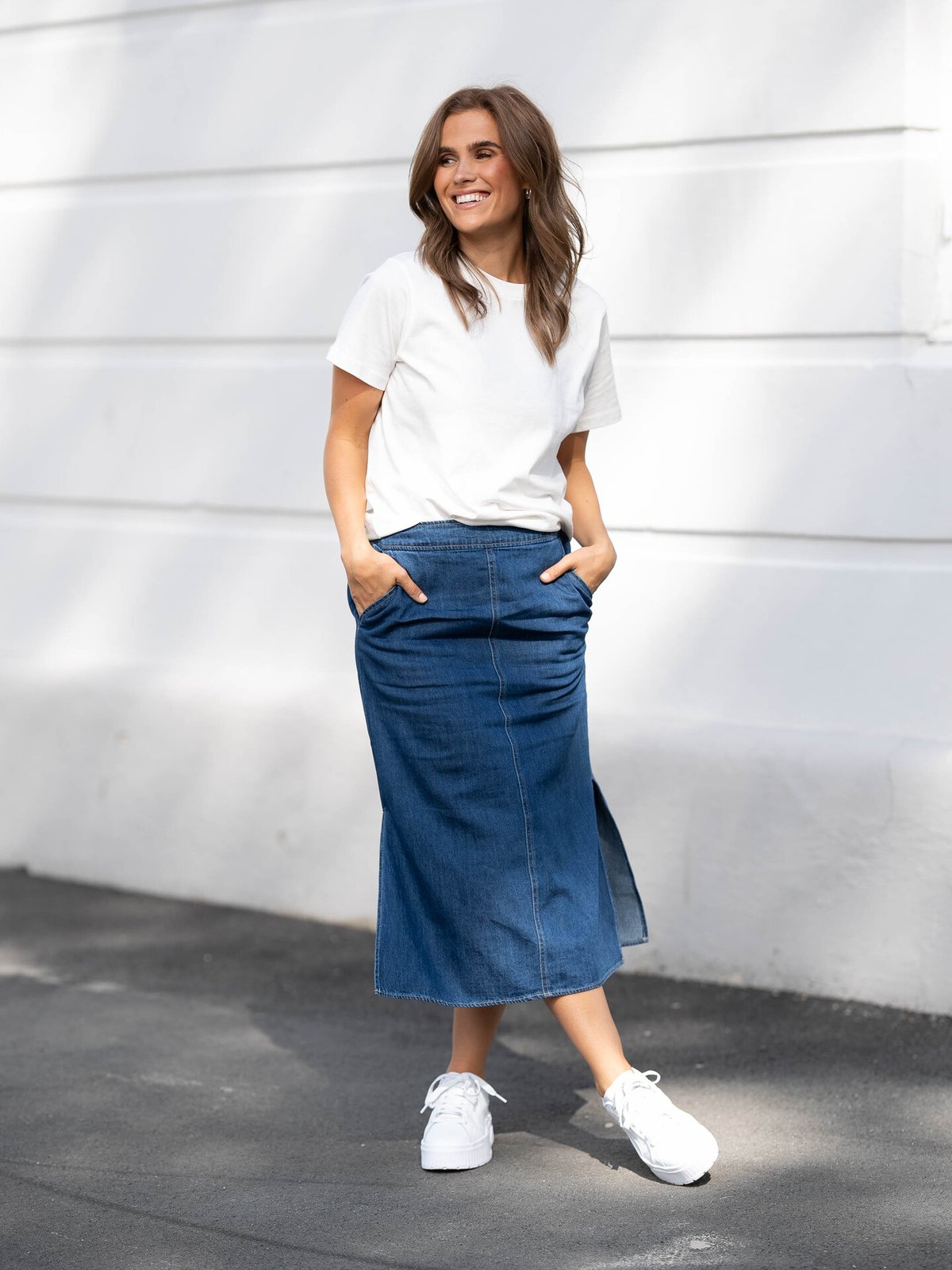 Part Two Lizzie Skjørt Medium Blue Denim
