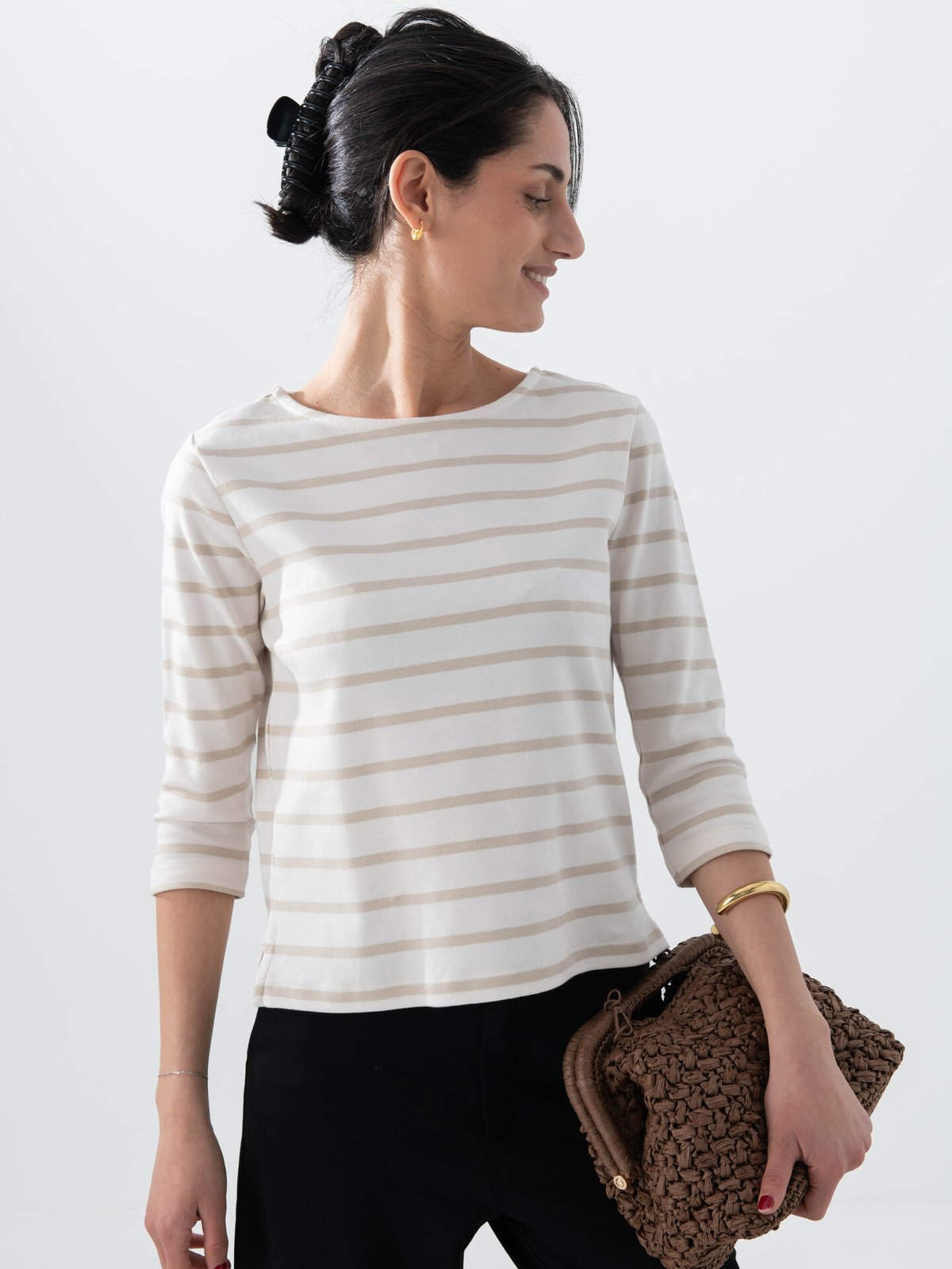 Part Two Nela T-shirt French Oak Stripe / Nature
