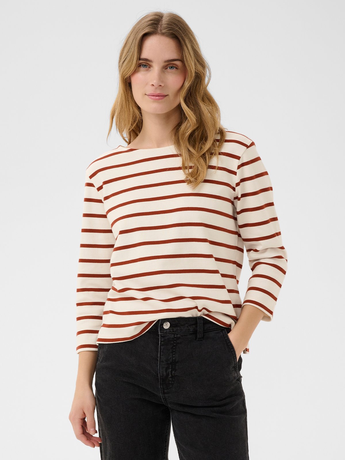 Part Two Nela T-shirt Eggnog / Roasted Russet Stripe