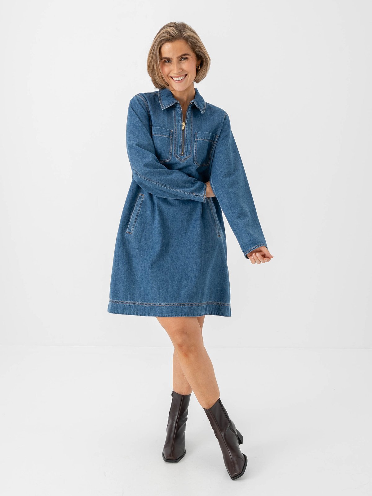 Part Two Yalia Dress Medium Blue Denim