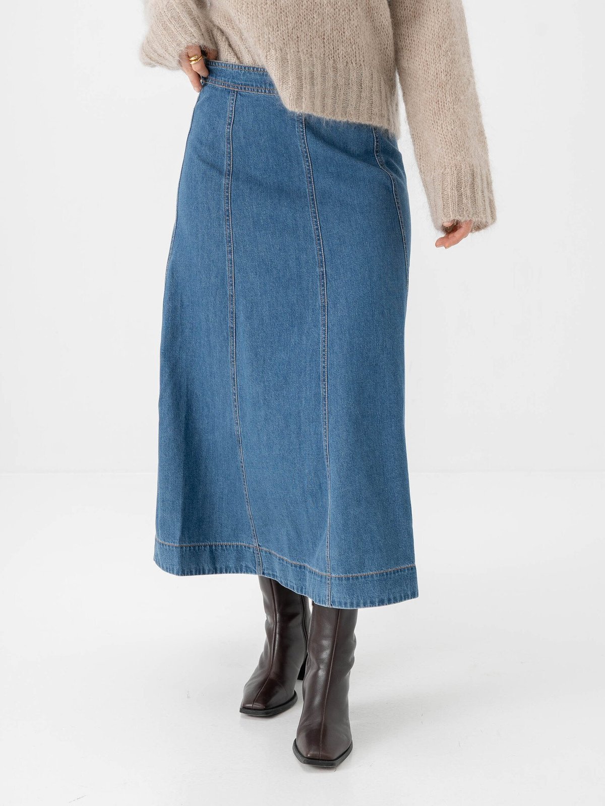 Part Two Petrina Skirt Medium Blue Denim