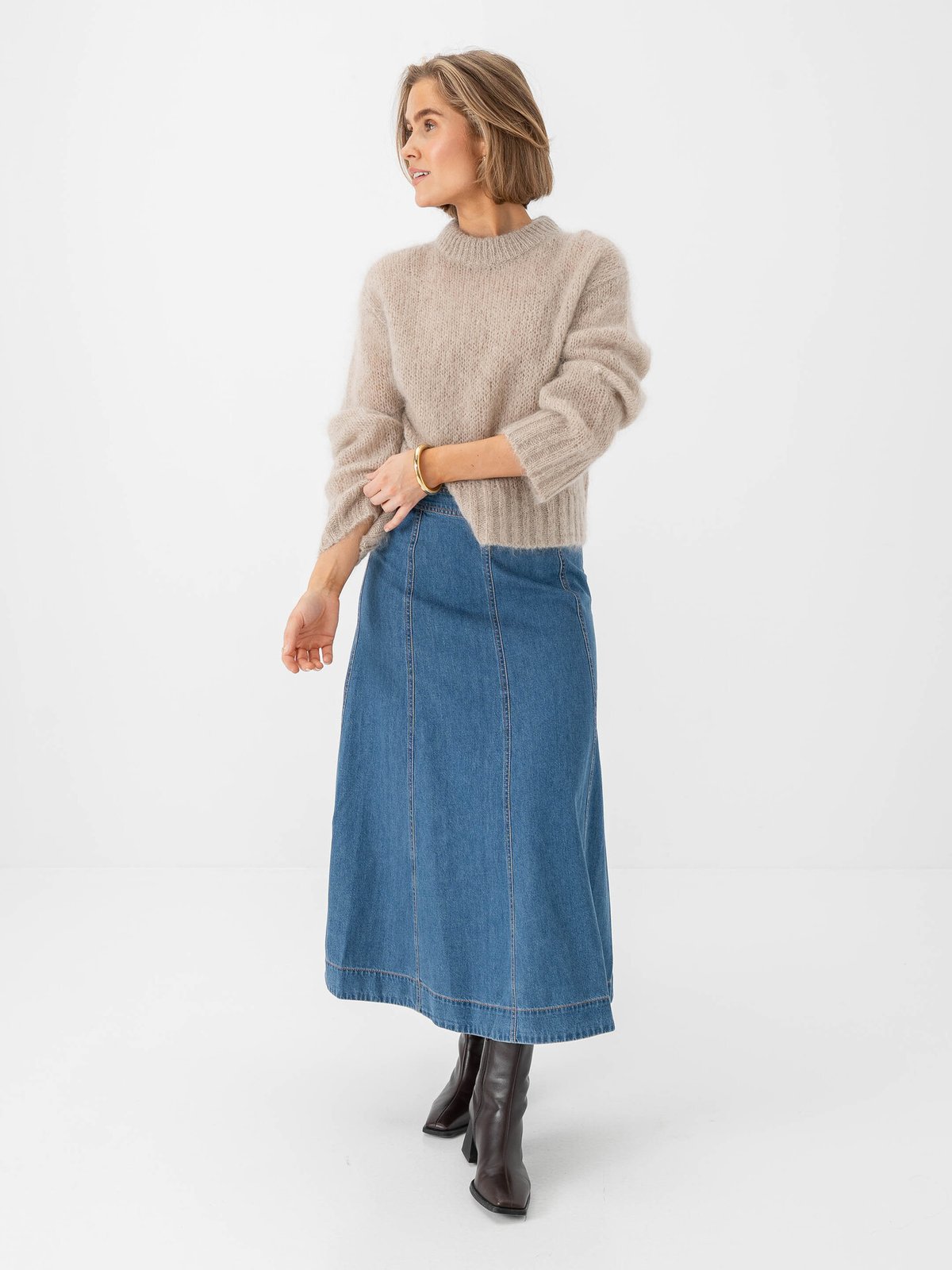 Part Two Petrina Skirt Medium Blue Denim