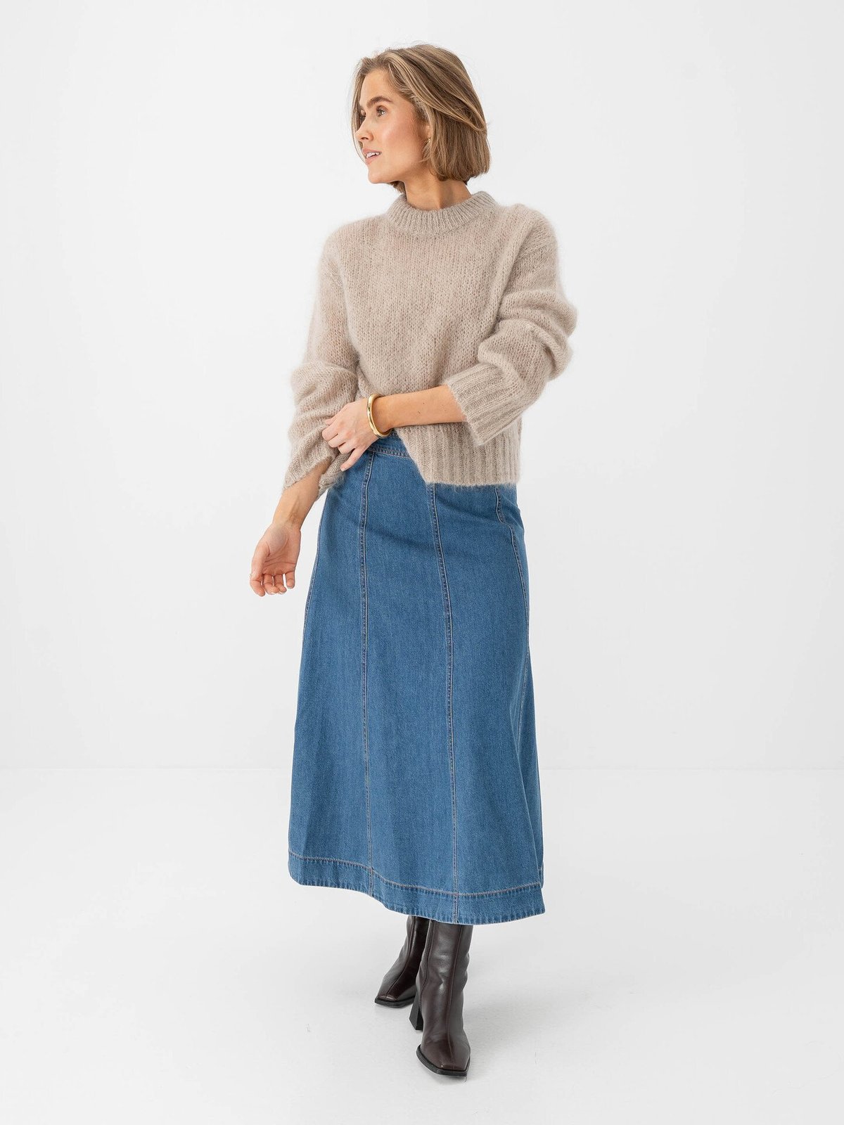 Part Two Petrina Skirt Medium Blue Denim