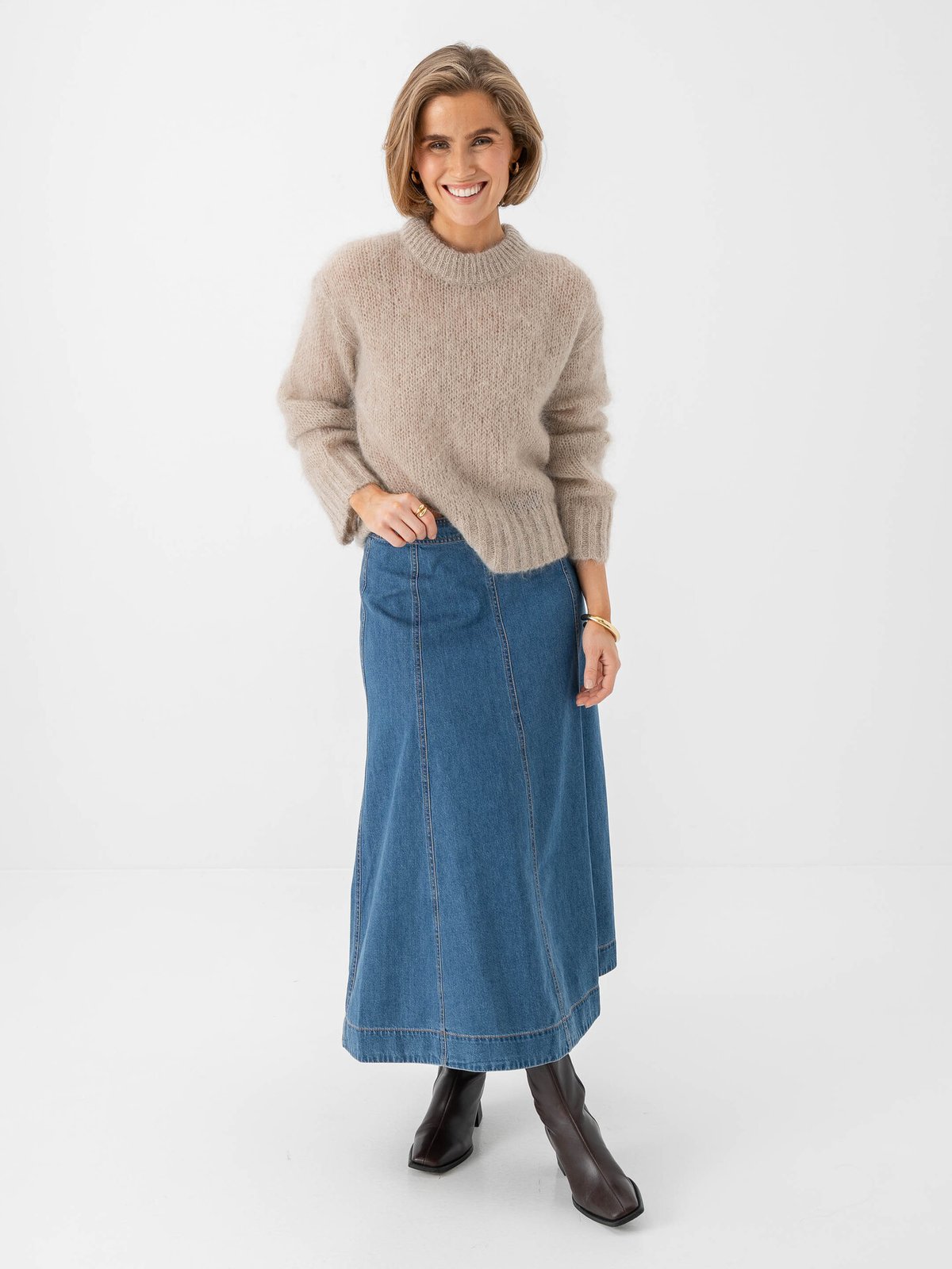 Part Two Petrina Skirt Medium Blue Denim