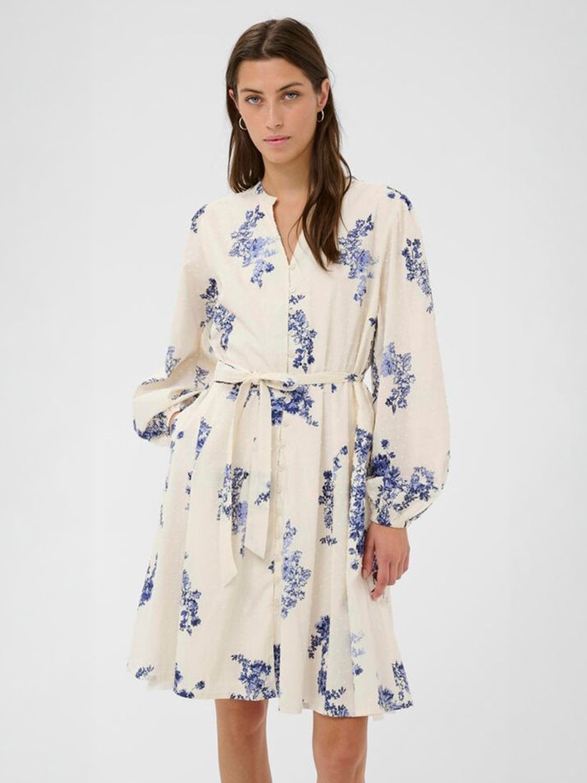 Part Two Avira Dress Blue Shadow Flower Print