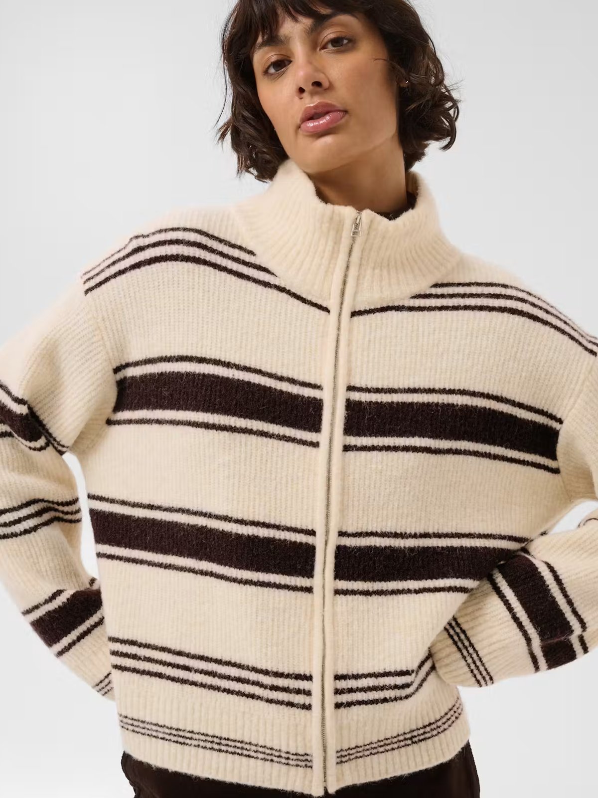 Part Two Camiria Pullover Off White / Brown Stripes