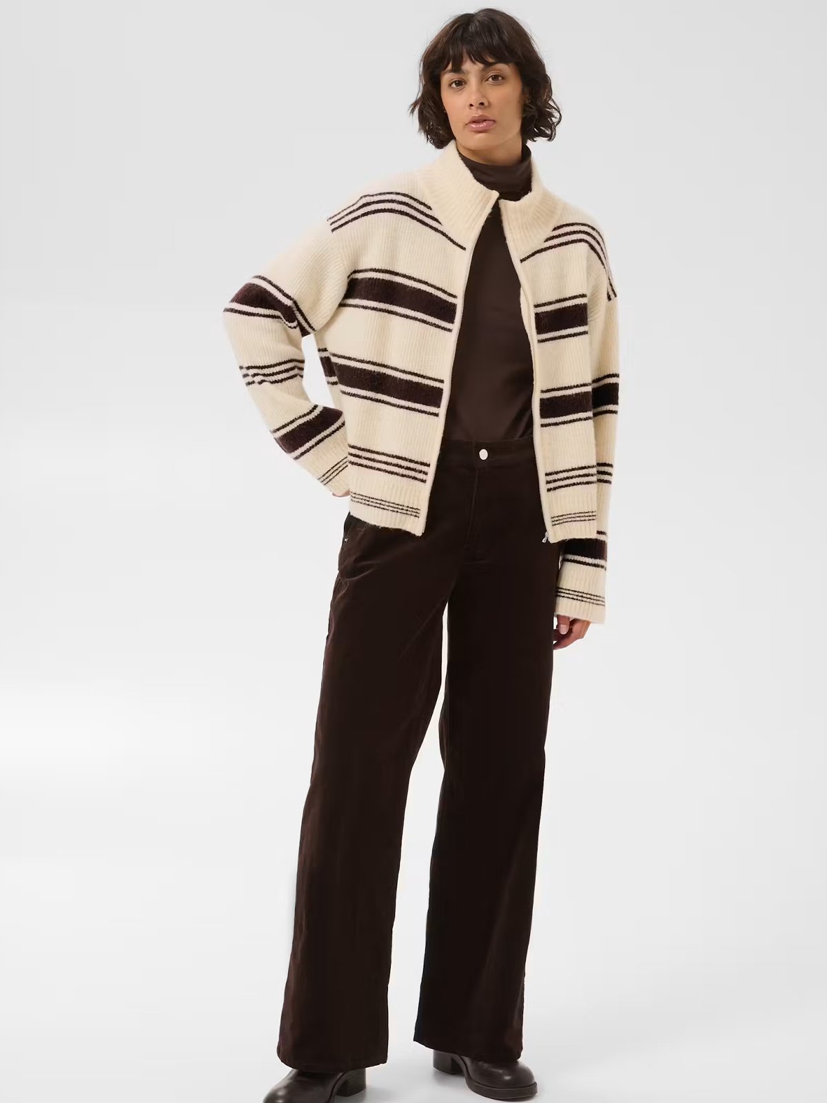 Part Two Camiria Pullover Off White / Brown Stripes