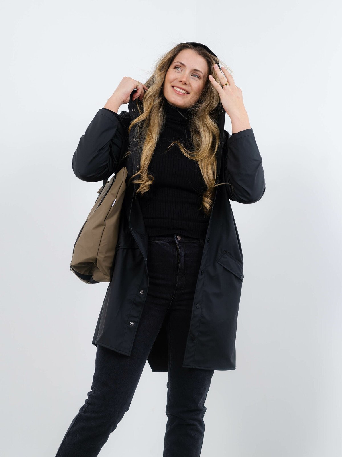 Rains Long Jacket Black