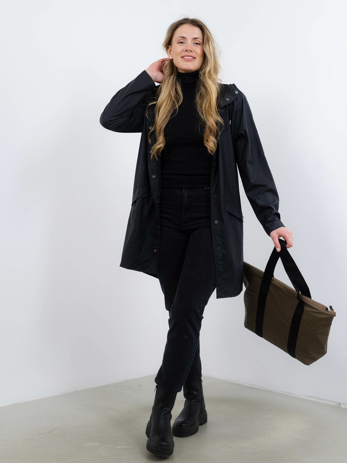 Rains Long Jacket Black