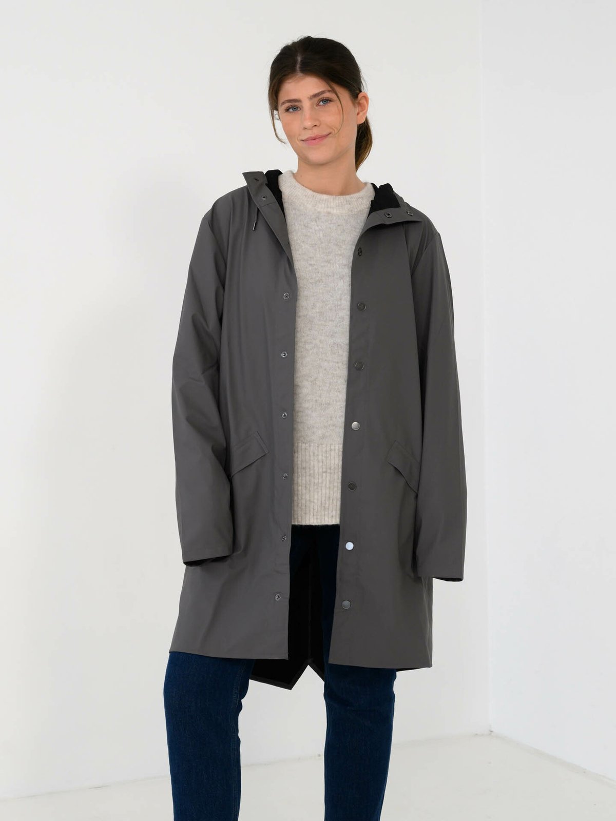 Rains Long Jacket Grey
