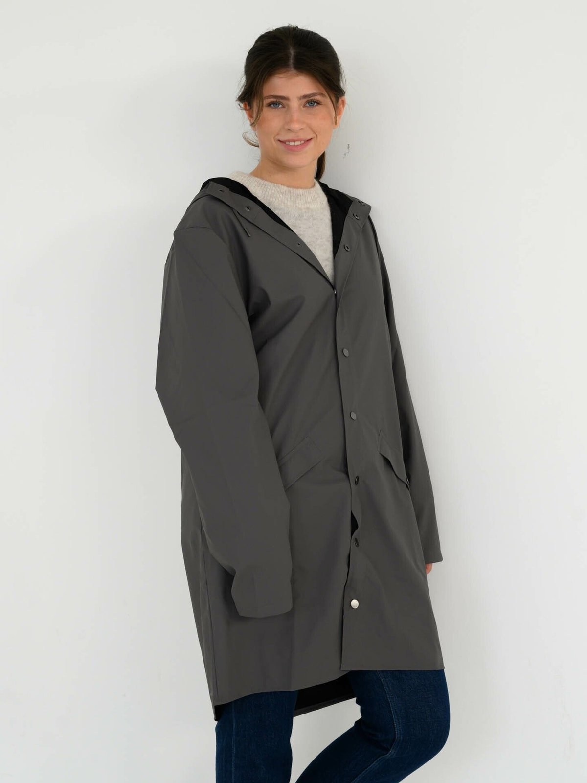 Rains Long Jacket Grey