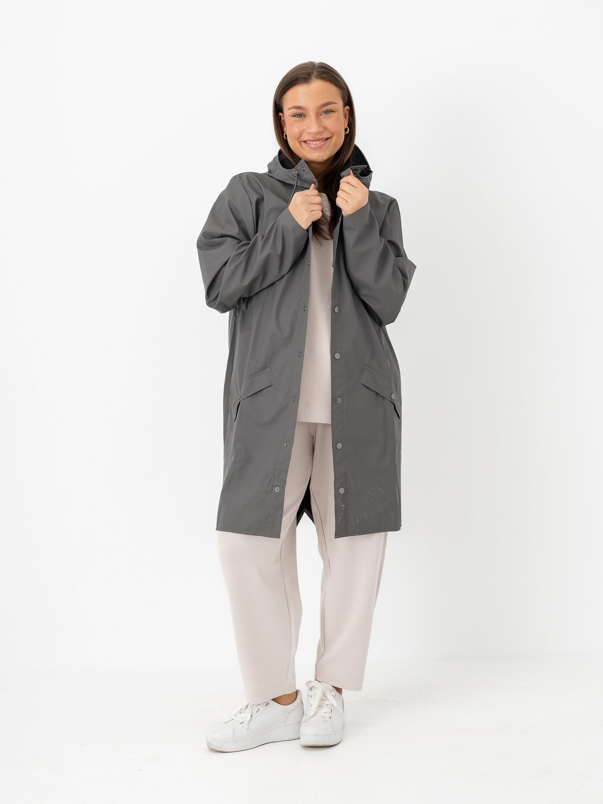 Rains Long Jacket Grey