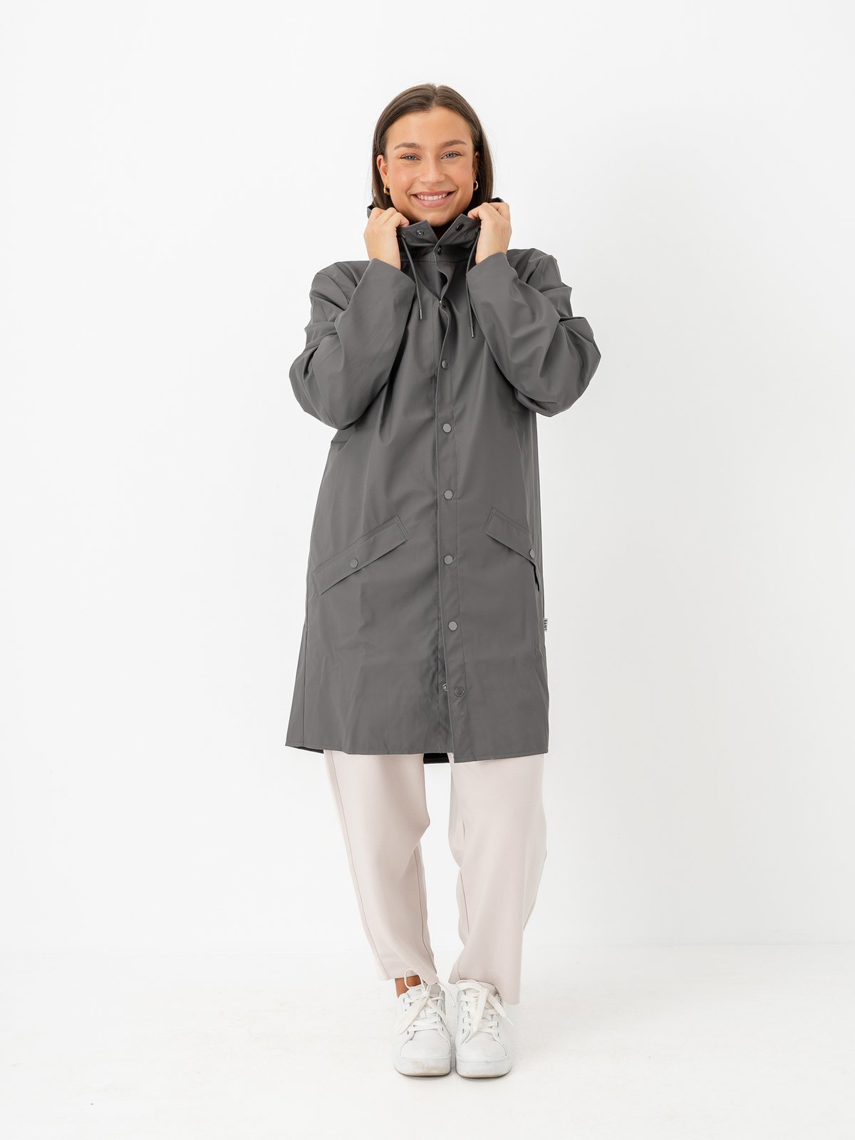 Rains Long Jacket Grey