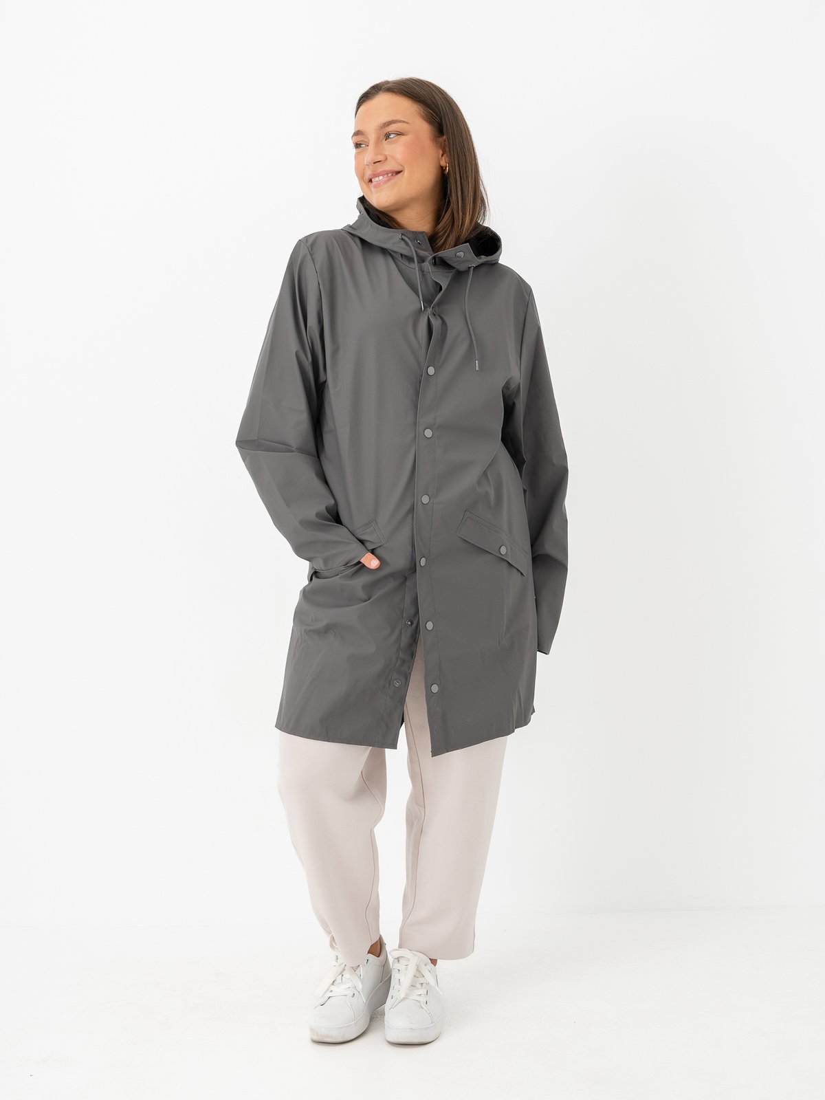 Rains Long Jacket Grey