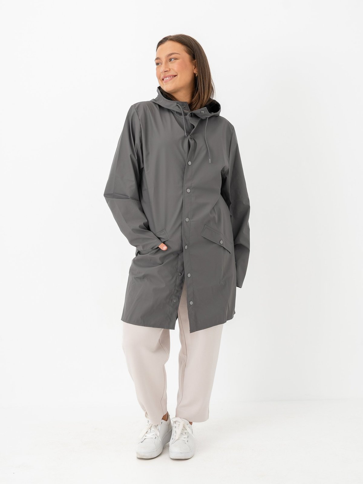 Rains Long Jacket Grey