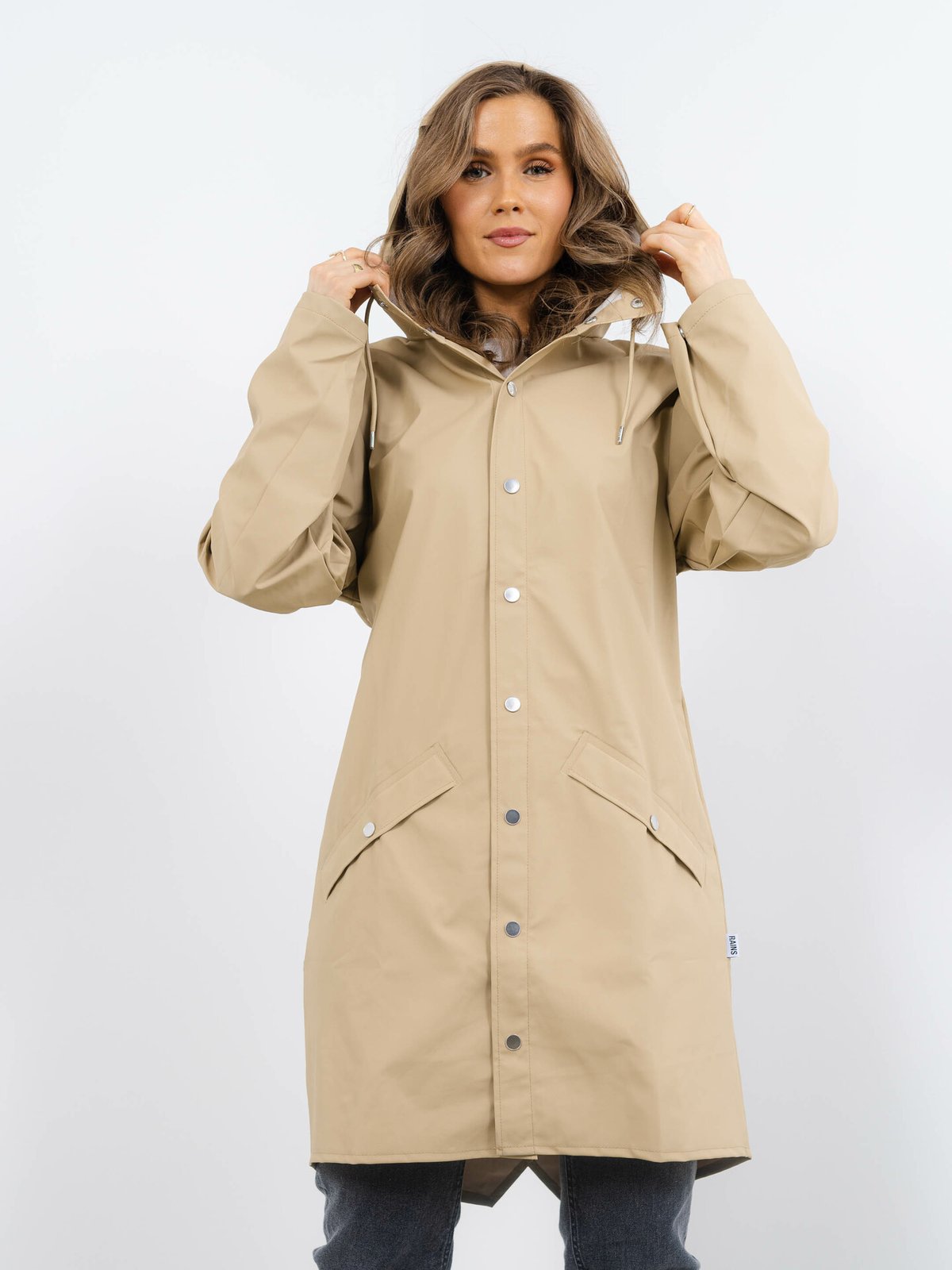 Rains Long Jacket Sand