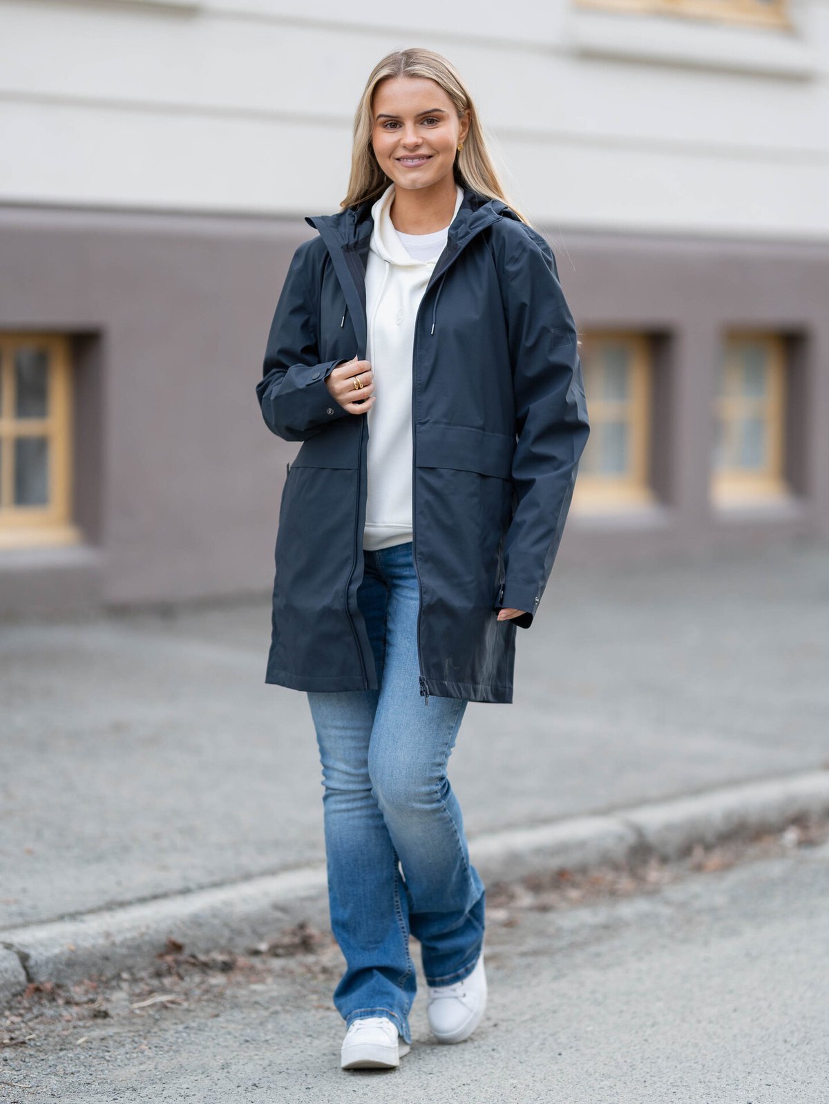 Rains Suva Hardshell Long Jacket Navy