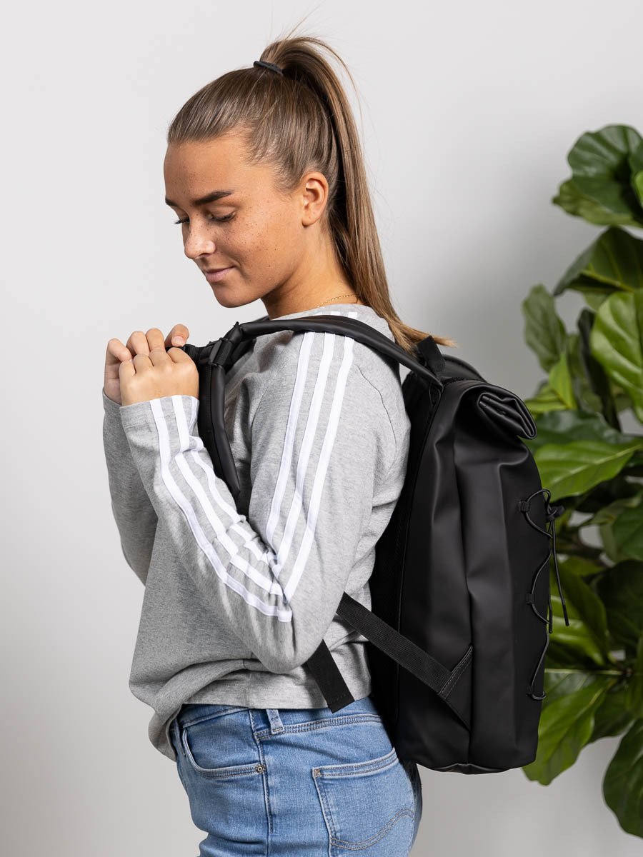 Rains Velcro Rolltop Backpack Black