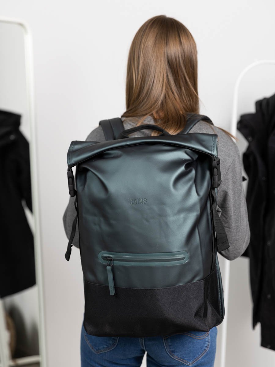 Rains Buckle Rolltop Rucksack Silver Pine