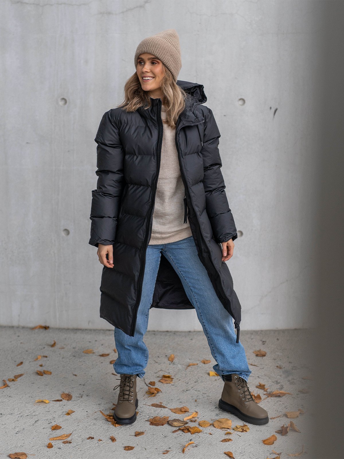 Rains Long Puffer Jacket Black