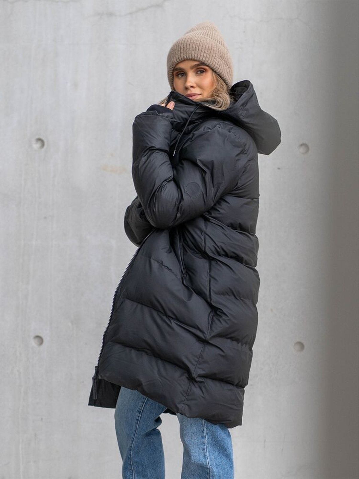 Rains Long Puffer Jacket Black