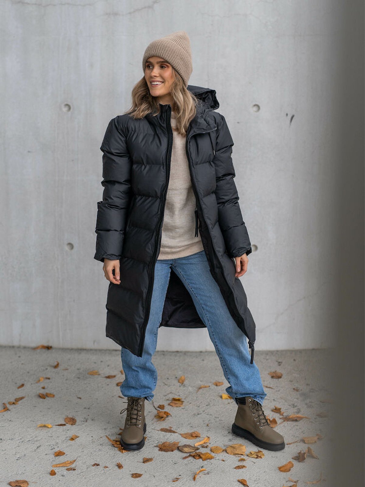Rains Long Puffer Jacket Black