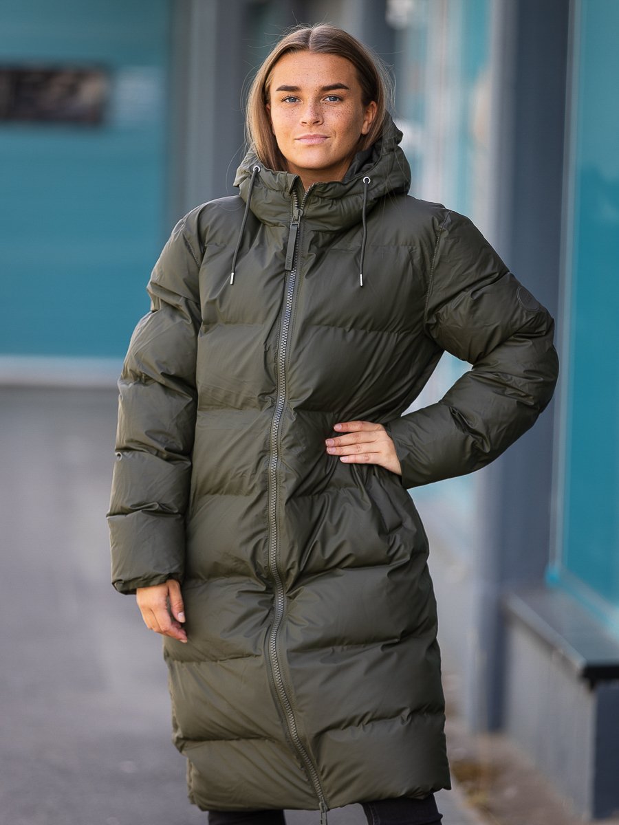Rains Long Puffer Jacket Green