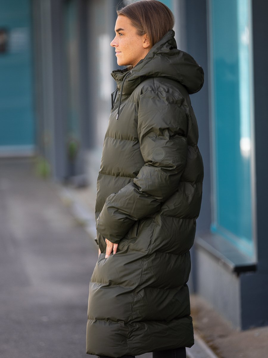 Rains Long Puffer Jacket Green