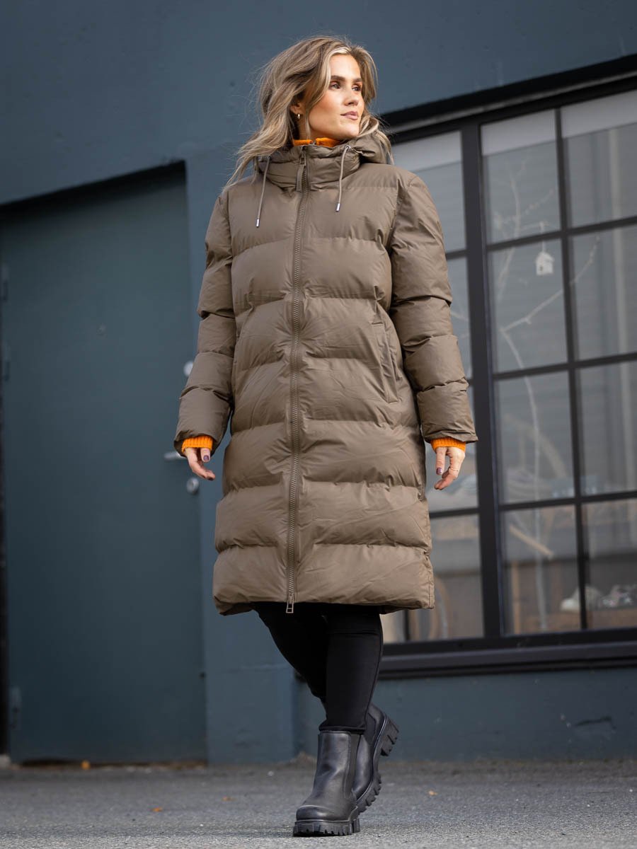 Rains Long Puffer Jacket Brun