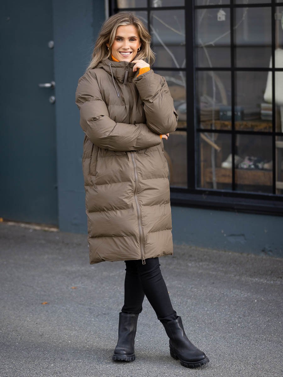 Rains Long Puffer Jacket Brun
