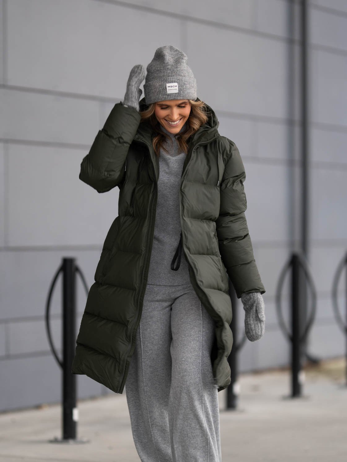 Rains Alta Longer Puffer Jacket Green