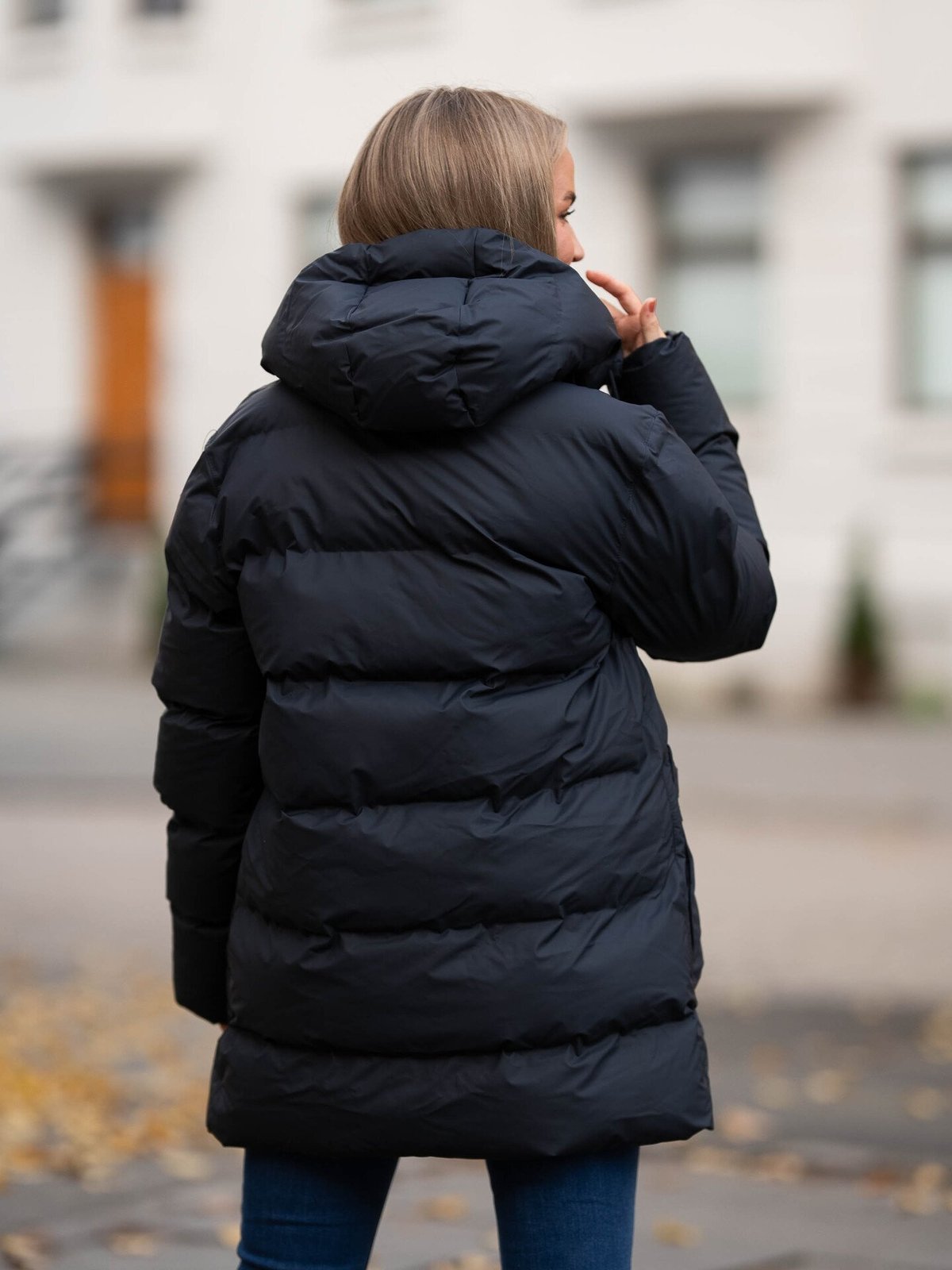 Rains Alta Long Puffer Cargo Jacket Navy