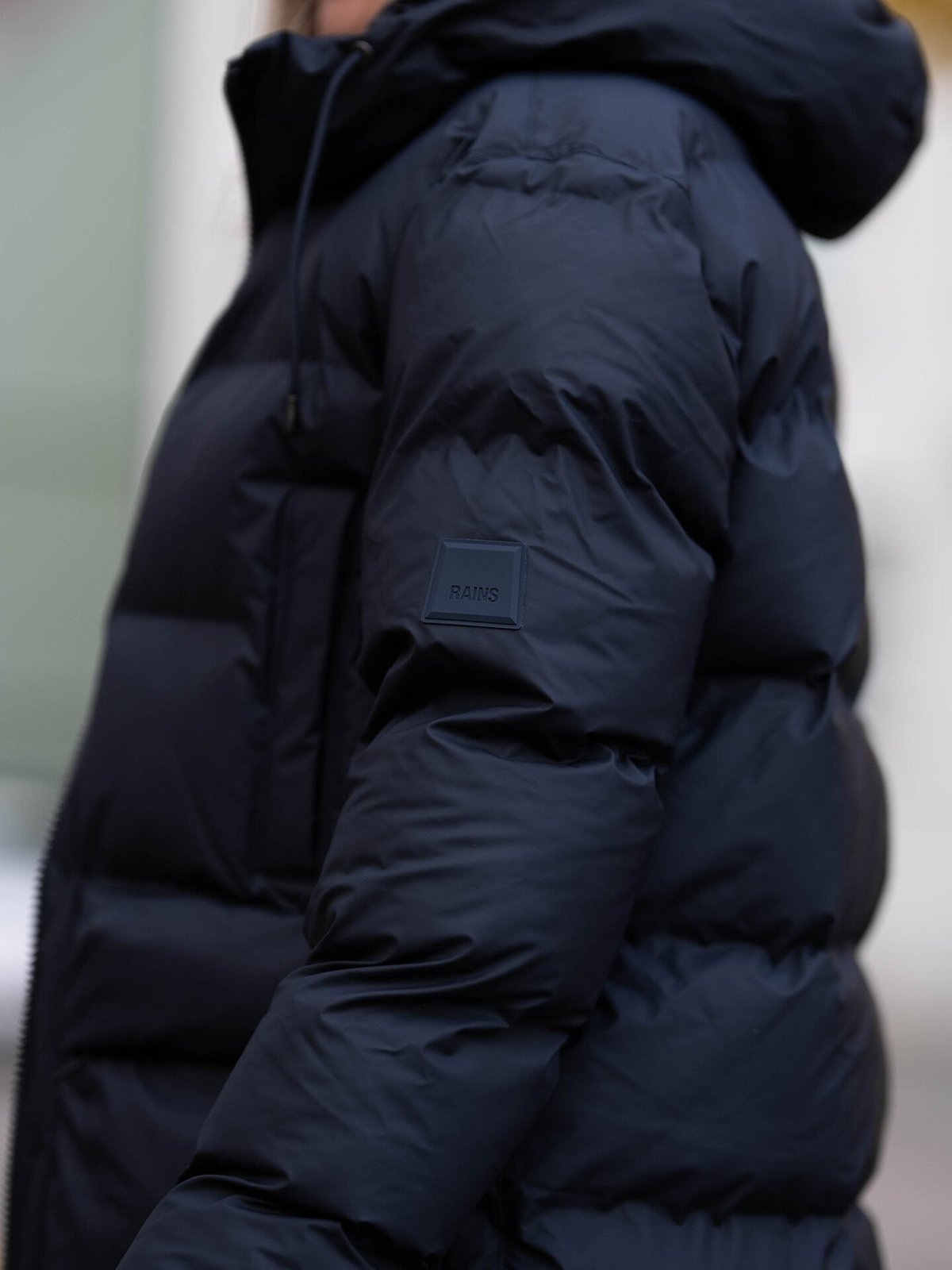 Rains Alta Long Puffer Cargo Jacket Navy