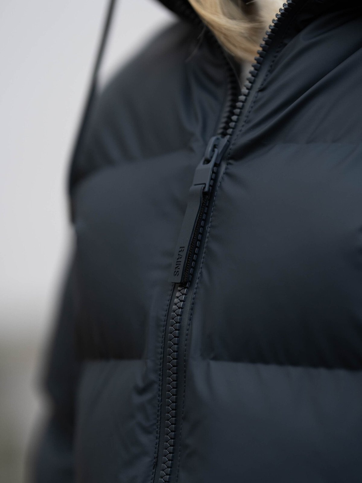 Rains Alta Long Puffer Cargo Jacket Navy