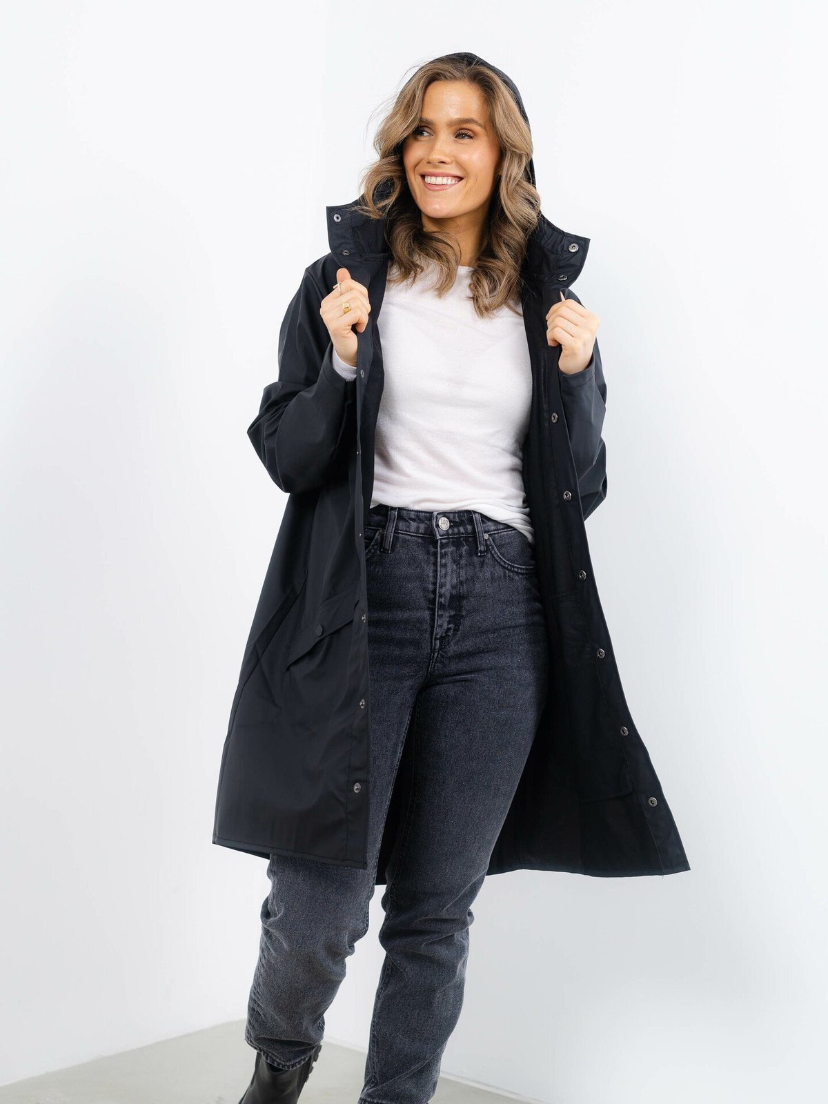 Rains A-line Jacket Black