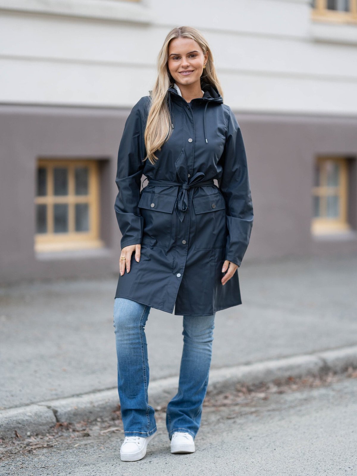 Rains Curve Long Jacket W3 Navy
