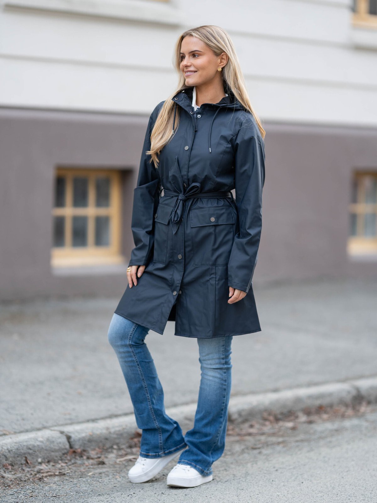Rains Curve Long Jacket W3 Navy