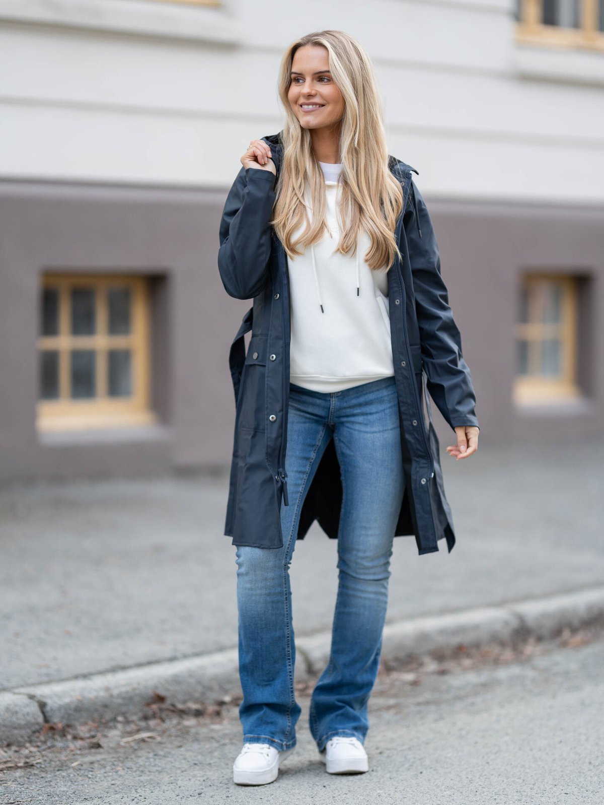 Rains Curve Long Jacket W3 Navy