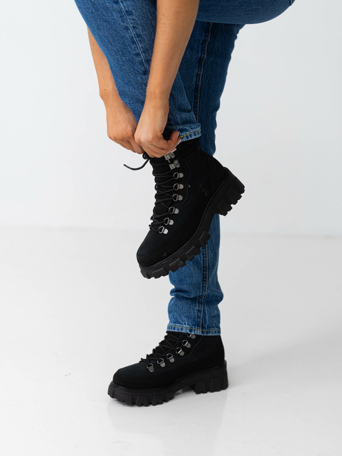 Roberto Rosso Leather Combat Boot Warm Black