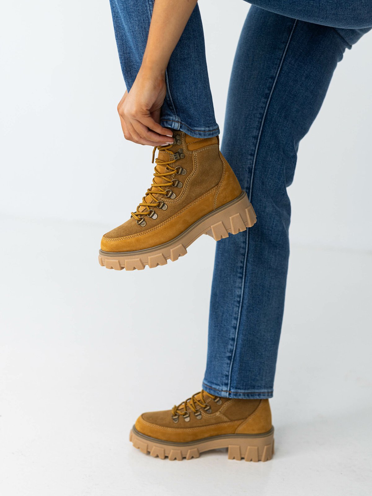 Roberto Rosso Leather Combat Boot Warm Tan