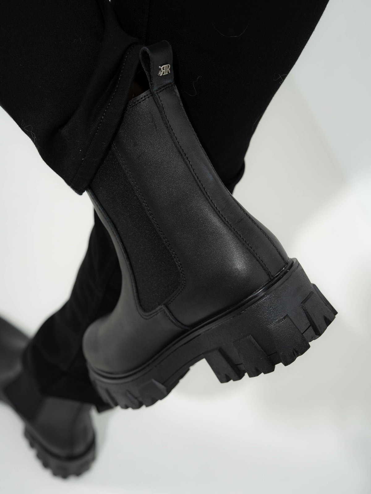 Roberto Rosso Leather Combat Chelsea Black