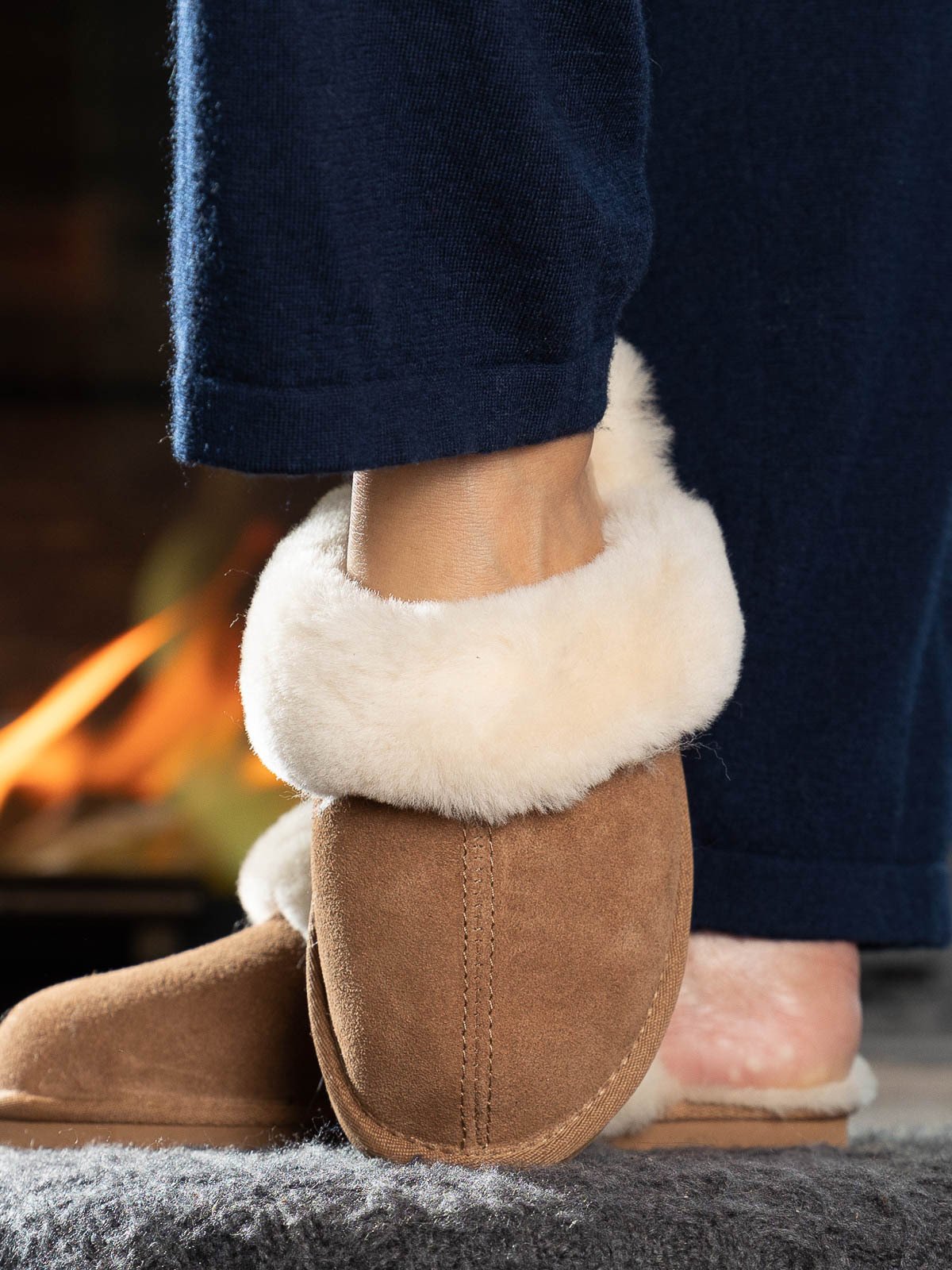 Roberto Rosso Sheepskin Slipper Brown