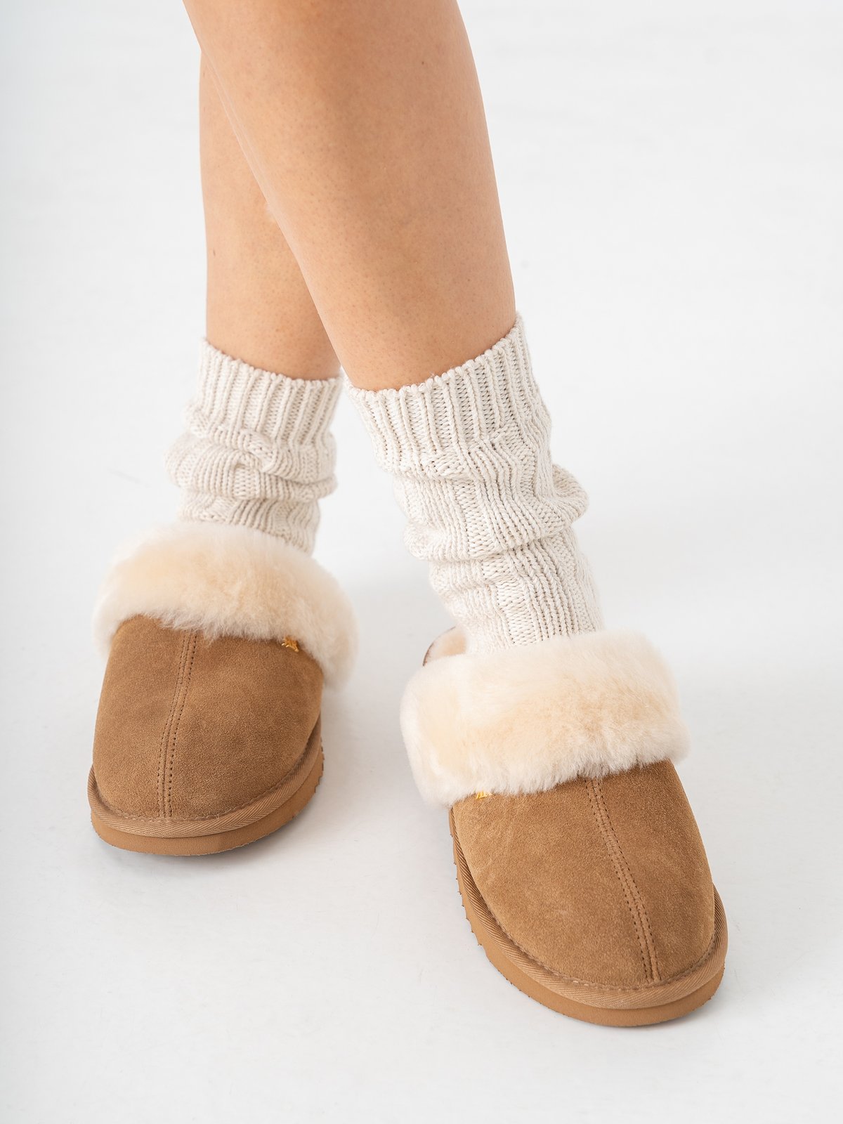 Roberto Rosso Sheepskin Slipper Cognac