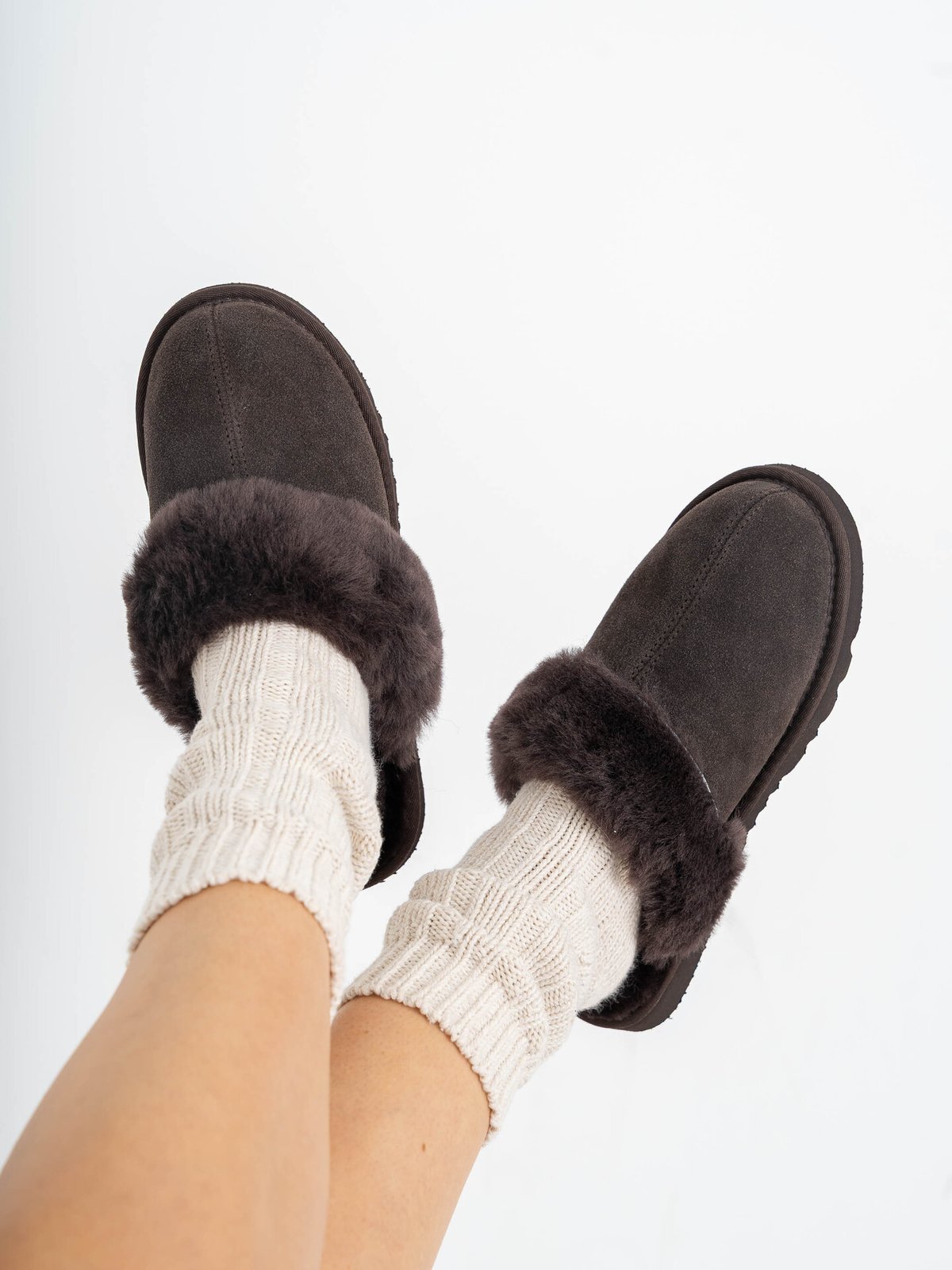 Roberto Rosso Sheepskin Slipper Dark Brown