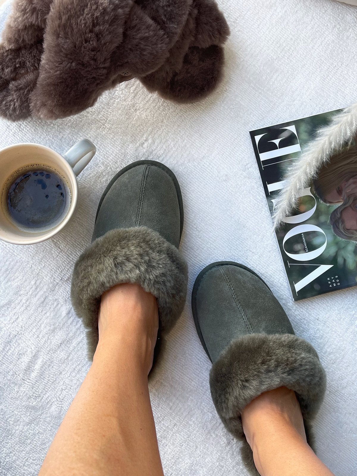 Roberto Rosso Sheepskin Slipper Green