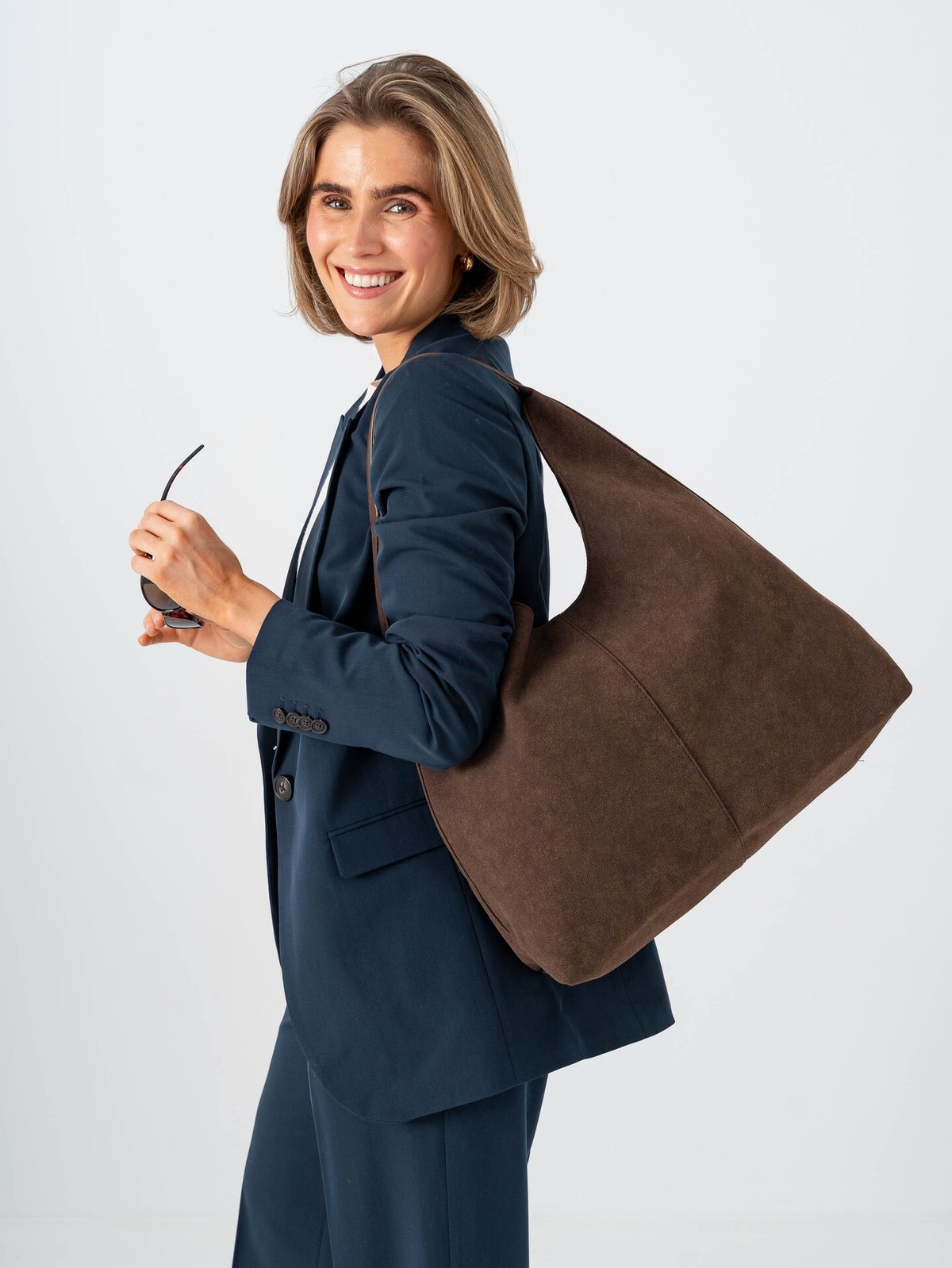 Roberto Rosso Suna Suede Tote Bag Dark Brown