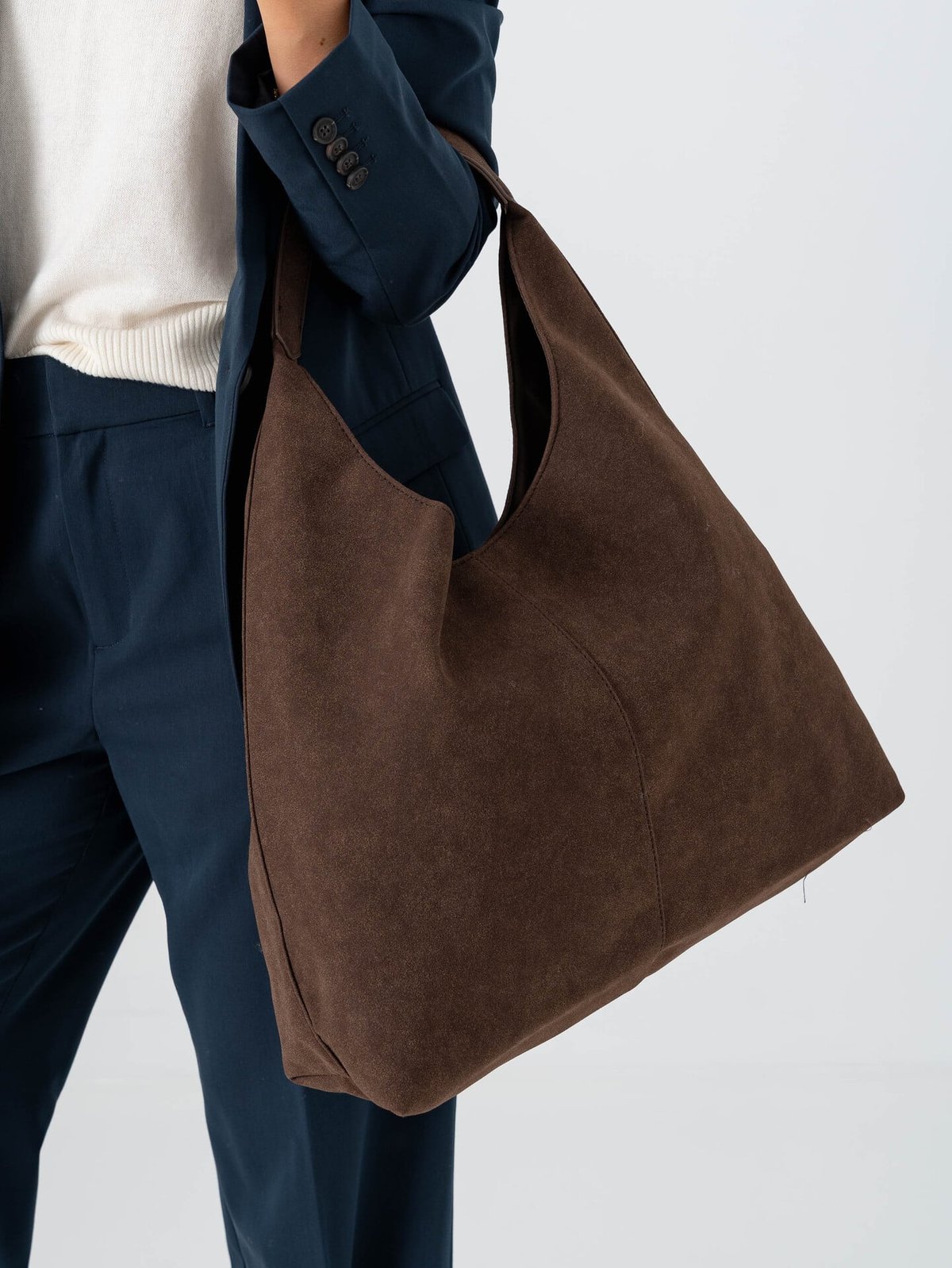 Roberto Rosso Suna Suede Tote Bag Dark Brown